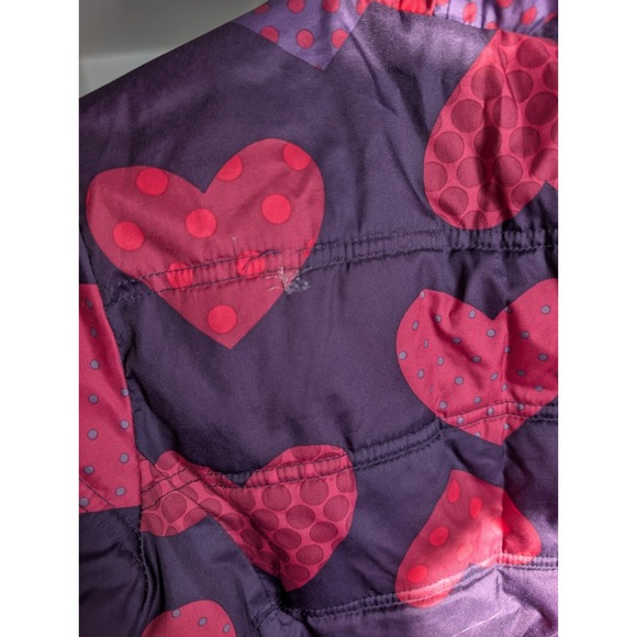 Faded Glory Kids' Puffer Jackets for Girls Plum/Pink With Hearts size 6 defects - Picture 7 of 10